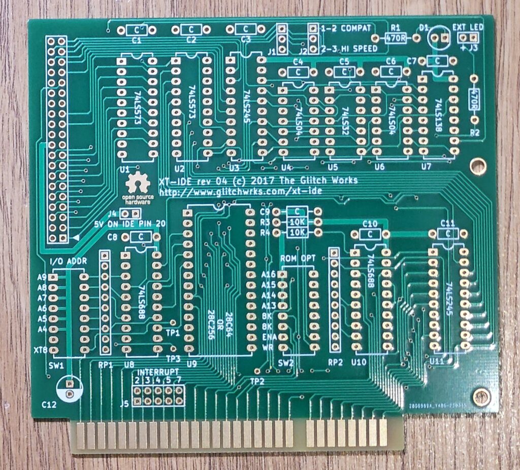 XT IDE Rev 4 PCB ISA Controller Card Retro Electronics